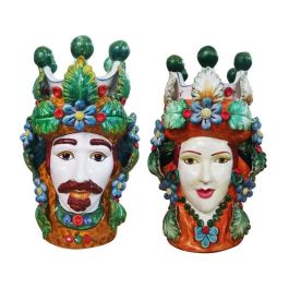 DKD Home Decor Macetero Mediterraneo Sicilia 2024 Verde Multicolor Porcelana 20 x 32 x 20 cm (2 Unidades) Precio: 133.50000059. SKU: B16Y6SSLBA