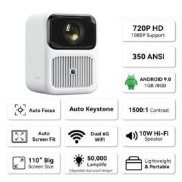 Proyector Portátil Wanbo Dali 1/ 350 Lúmenes/ HD/ HDMI/ Bluetooth/ WiFi/ Blanco Proyector Portátil Wanbo Dali 1/ 350 Lúmenes/ HD/ HDMI/ Bluetooth/ WiFi/ Blanco