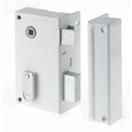 Yale YAV37D Cerradura Vertical de Superficie con Rodillo Derecho - Blanca - Incluye 2 Llaves - Para Rejas y Portones
