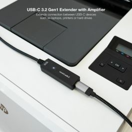 Nanocable 10.01.1311 Cable Alargador USB-C 3.2 Gen1 con Amplificador Activo, Macho-Hembra, 5m, Negro, 5 Gbps (No vídeo)