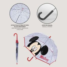 Cerdá Paraguas manual Burbuja transparente infantil Mickey Mouse Rojo. Material 100% POE para niños de 3 a 12 años