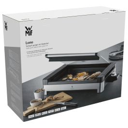 WMF Lono Tischgrill 0415430011 - Parrilla de Mesa Rectangular, Acero Inoxidable Negro, Aluminio, 2200 W, 600 x 413 mm, con Sensor y Bandeja