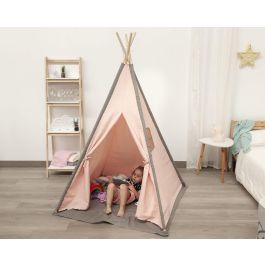 KioKids Teepee Rosa para Bebés y Niños +0 Meses, Tienda de Juego Portátil con Ventana y Puerta, Algodón Poliéster