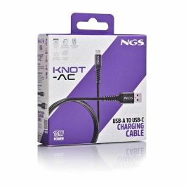 NGS KNOT-AC Cable USB-A a USB-C Macho, USB 2.0 480Mbps, 1m, Negro