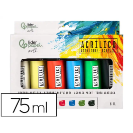 Liderpapel Pintura Acrílica Caja de 6 Tubos de 75 ml Colores Básicos Precio: 9.68999944. SKU: B1242VM37S
