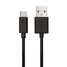 Veho Cable USB-A a USB-C Pebble 0.2m Negro - Carga y Sincronización Rápida con Acabado Tacton Duradero