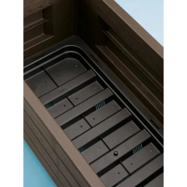 Stefanplast Macetero Rectangular con Enrejado Acabado Madera 100x43xH142 cm 80 L Moka