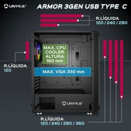 Caja Semitorre ATX Unykach Armor 3GEN ARGB ATX Negro