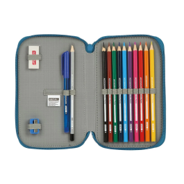 Plumier Doble BlackFit8 M854 Azul 12.5 x 19.5 x 4 cm (28 piezas)