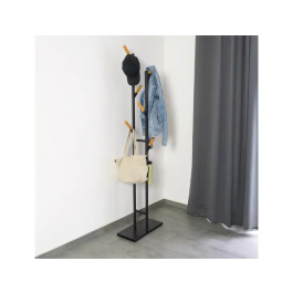 Maul Perchero de Pie Metalico y Madera 6 Colgadores Negro 1840x480x230 mm