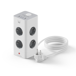 Ewent EW3864 - Regleta de Sobremesa de Torre con 8 Tomas Schuko, 2 Puertos USB-C QC3.0 20W y 2 USB-A - Protección Contra Sobrecargas y Cortocircuitos Precio: 30.50000052. SKU: B1B7HAK6QJ