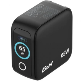 Verbatim Mini Cargador GaN 65W con Pantalla, 2xUSB-C PD, 1xUSB-A QC 3.0, Universal 100-240V, 30238