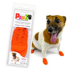 Pawz Botas para Perro Naranja Talla XS - 12 Unidades de Goma Natural Impermeables para Protección de Patas contra Calor, Hielo y Suciedad