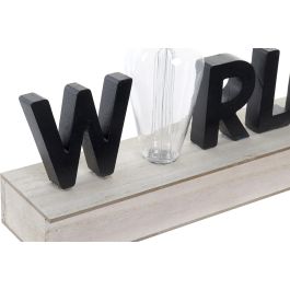 DKD Home Decor Decoración Luminosa Letra World Loft LED MDF Negro Natural, 2 Bombillas, Funciona con Pilas AAA, 34x8x16 cm