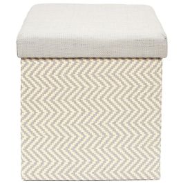 Home Deco Factory Caja-Puf Plegable Trenzado Gris Colección Mirage Asiento Extra Guarda Objetos 38x38x38 cm