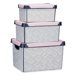 Kipit Set de 3 Cajas de Plástico Vibes, 29x23.5x39 cm, Estampado, Organización