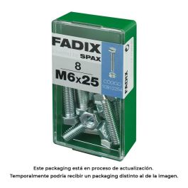 Fadix Tornillo Métrico Cabeza Hexagonal + Tuerca Cincada M6x25mm, Caja de 8 Unidades