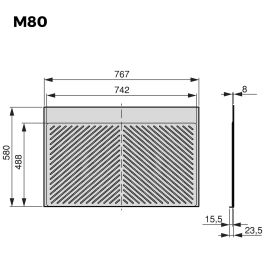 Emuca Protector fondo fregadero Sink para mueble de cocina, M80, 767x580mm, espesor de tablero 16mm, cortable, Plástico, Gris antracita