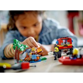 LEGO 60412 City Camión de Bomberos 4x4 y Bote Salvavidas, Juguete con Barco, Remolque y Minifiguras