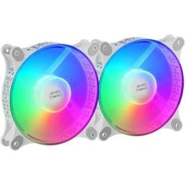 Mars Gaming MFDUOW Pack 2 Ventiladores 120mm FRGB Rainbow 360° Ultra Silenciosos Blancos Anti-vibración 3PIN+4PIN