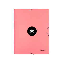 Antartik Carpeta Clasificadora A4 12 Departamentos con Goma Cierre, Cartón Forrado, Color Coral