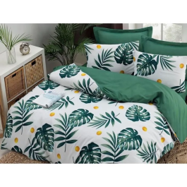 Juego de cama funda nórdica 220x240 cm + 2 fundas almohada 60x60 cm Algodón Poliéster Verde MEN8681875314878