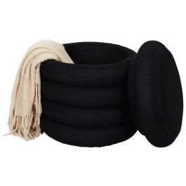 Home Deco Factory Puf Almacenaje Atom Negro d.37 cm h.42 cm