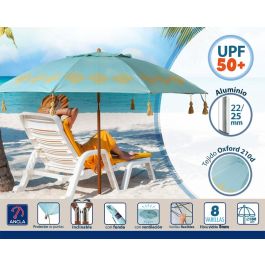 Atosa Sombrilla de Playa de Aluminio con UPF 50+, Cian, 180 cm