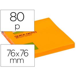 Bloc De Notas Adhesivas Quita Y Pon Q-Connect 76x76 mm Naranja Neon 80 Hojas 6 unidades