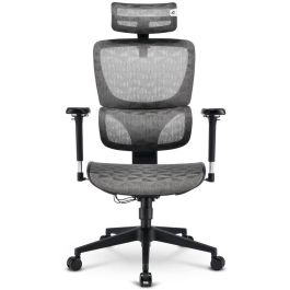 Sharkoon C40M Silla de Oficina Ergonómica OfficePal, Asiento Malla y Respaldo Rejilla Gris, Reposacabezas y Reposabrazos 4D, 150kg