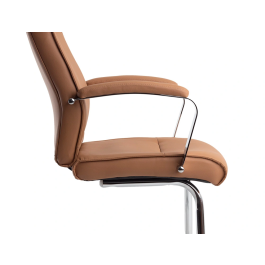 Q-connect Silla de Escritorio Modelo Ena Simil Piel Base Metálica Crema [530x800x520 mm]