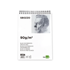 Liderpapel Bloc Dibujo Esbozos Espiral DIN A4 210x297mm 100 Hojas 90gr/m2 Liso Sin Recuadro
