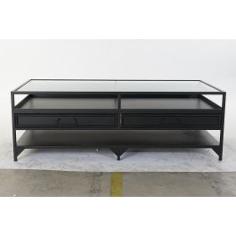 DKD Home Decor Mesa Centro Loft Negro Metal Cristal 120 x 60 x 40 cm