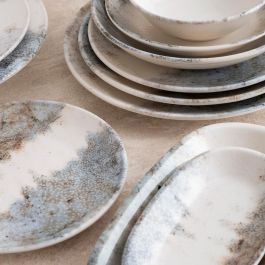 Bidasoa Polaris Hydrozero Bandeja Oval de Porcelana 26x14,5 cm Beige Brillante Apilable Apto Lavavajillas y Microondas