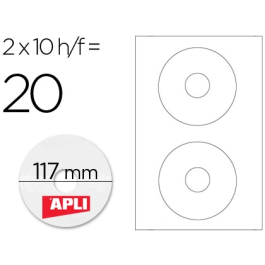Apli Etiqueta Adhesiva 10603 Tamaño CD-ROM 117 mm para Fotocopiadora Laser Ink-Jet Caja 10 Hojas/20 Etiquetas Precio: 17.89000004. SKU: B156BQLVFR