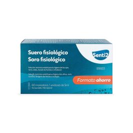 Senti2 Suero Fisiológico 60 x 5 ml Gel de Baño Solución Isotónica Estéril Libre de Conservantes para Higiene Ocular Nasal y Heridas