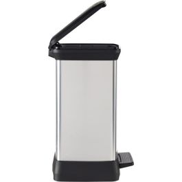 Cubo de basura rectangular - DECO BIN - CURVER - 50L - Diseño elegante - 39 x 29 x 51 cm - Gris metalizado Cubo de basura rectangular - DECO BIN - CURVER - 50L - Diseño elegante - 39 x 29 x 51 cm - Gris metalizado