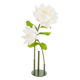 Flor Loto Blanco Artificial Decoración 55 X 55 X 130 cm