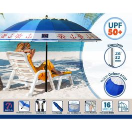 Atosa Sombrilla de Playa de Aluminio Orientable UPF 50+ Azul 220 cm