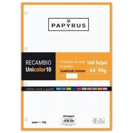 Recambio Papyrus Unicolor10 A4 160H 90G 4 Taladros Cuad.5X5 15 unidades Precio: 96.79000056. SKU: B13KFBVNBE