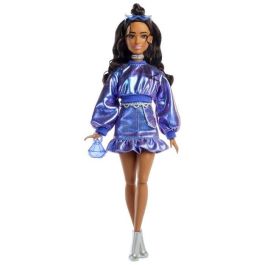 Barbie JFP42 Muñeca de lujo - Top y falda azul metalizado - Morena