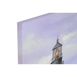 DKD Home Decor Cuadro Atlantico Blanco Azul 3 x 90 x 60 cm (4 Unidades) Lienzo MDF Faro Hecho a mano