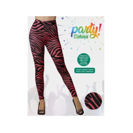 Leggings Rosa Fluor Con Franjas Negras para Adulto