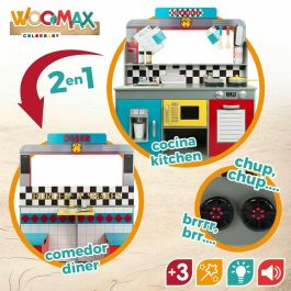 Woomax Cocina Retro de Madera 90x58x104 cm - Juguete Infantil con Luces y Pilas AAA, Edad Mínima 36 Meses