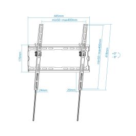 Soporte de Pared Fijo / Inclinable TooQ LP1071T-B para TV de 32-70"/ hasta 45kg Soporte de Pared Fijo / Inclinable TooQ LP1071T-B para TV de 32-70"/ hasta 45kg