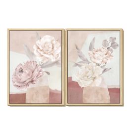 Cuadro Scandi DKD Home Decor Rosa Palo Blanco 4 x 70 x 50 cm (2 Unidades)