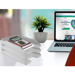 Q-connect Bandeja sobremesa plástico gris opaco 240x70x340 mm