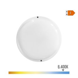 Edm Aplique LED Redondo 18W, Luz Fría 6400K, 1820 lm, Plástico Blanco, Ø20.8x4.8 cm, IP44, No Regulable