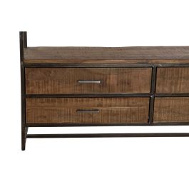 Estantería DKD Home Decor Negro Metal Marrón Acacia 145 x 35 x 190 cm