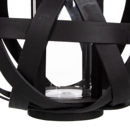 Farol Portavelas Negro Bambú 30 x 30 x 26 cm